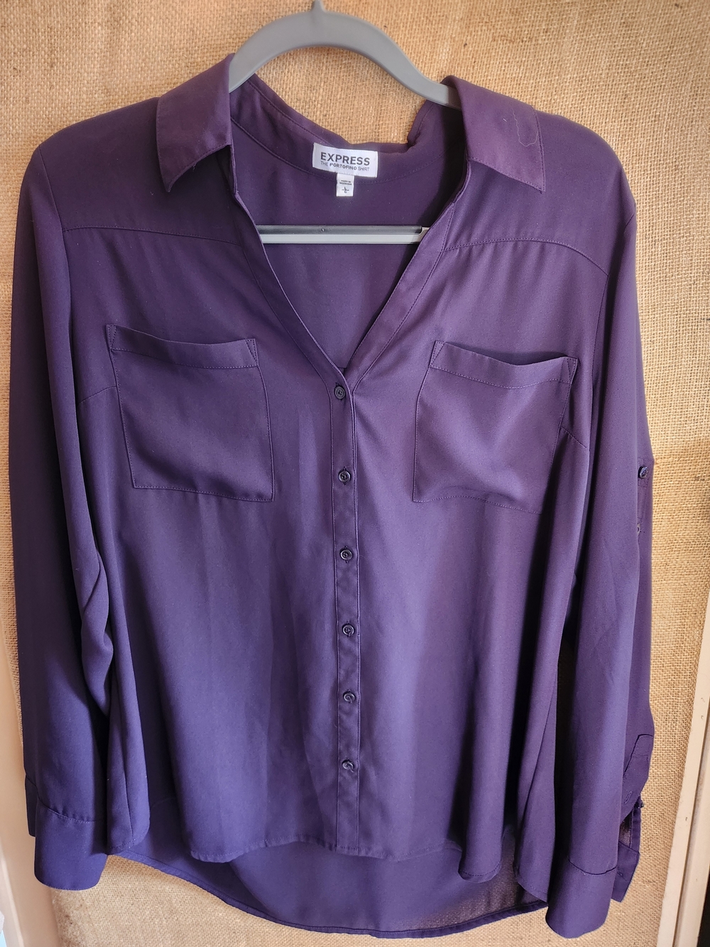 Express Deep Purple Button-Front Blouse